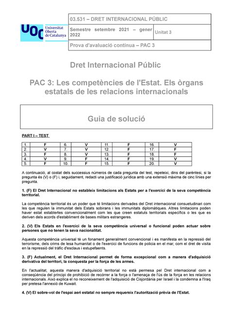 Pac Soluci N Curso Dret Internacional P Blic Semestre