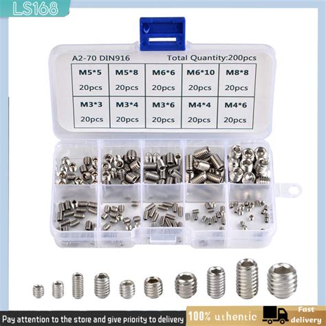 Pcs Stainless Steel Allen Head Socket Hex Grub Screws Set Cup Point