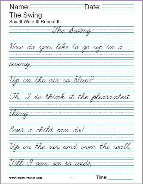 Handwriting Worksheets Cursive