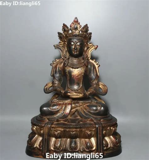 Antike Tibet Bronze Buddhismus Sitz Kwan Yin Guanyin Quan Yin