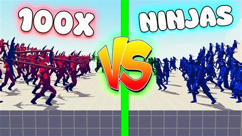 100x Ninjas Vs 100x Melee Units Totally Accurate Battle Simulator