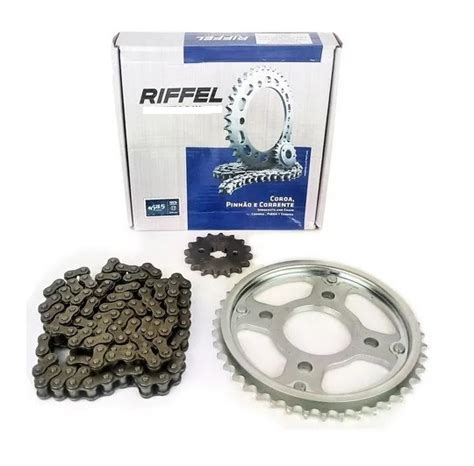 KIT RELACAO COMPLETO CORR COROA PINHAO RIFFEL HONDA CBX200 Pneu Pra