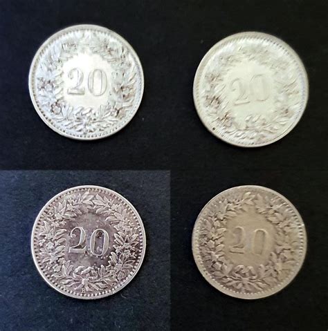 Schweizer Münzen 4 x 20 Rappen 1919 1921 1925 1932 Kaufen auf Ricardo