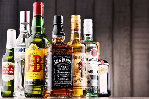 Bottles of Assorted Global Hard Liquor Brands Editorial Image - Image ...