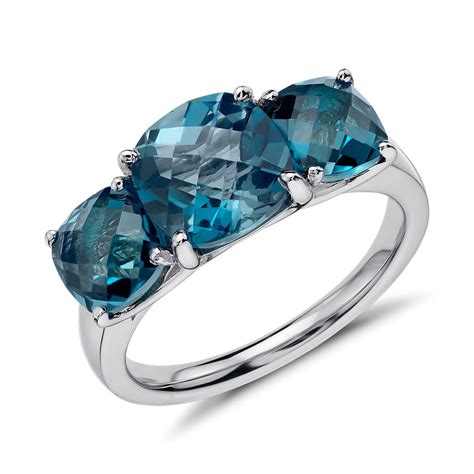 London Blue Topaz Three Stone Ring in Sterling Silver | Blue Nile