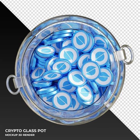 Premium PSD Ontology Ont Crypto Coin Top View Clear Glass Pot