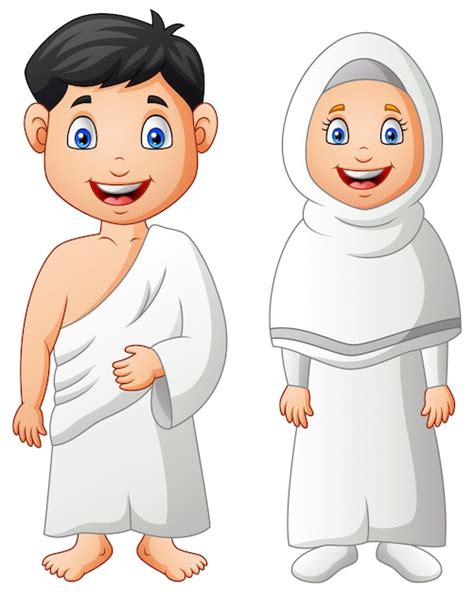 Premium Vector Cartoon Boy And Girl Hajj Eid Al Adha Illustration