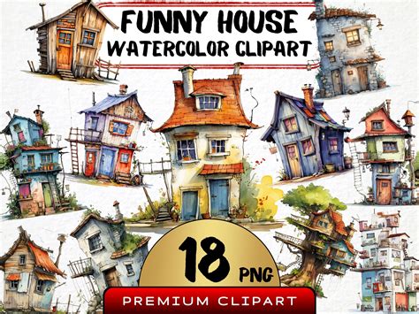 Funny House Clipart 18 Png, Cute Caricature Hut, Tree House Watercolor ...