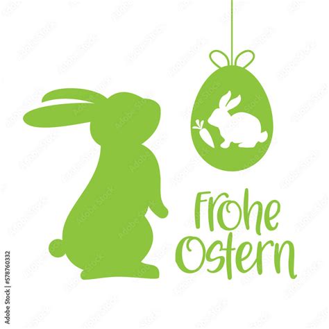 Frohe Ostern Ostergrüße Osterhase und deutscher Text vector de Stock