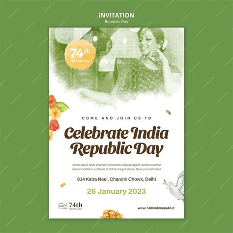 Premium PSD | India republic day celebration invitation template