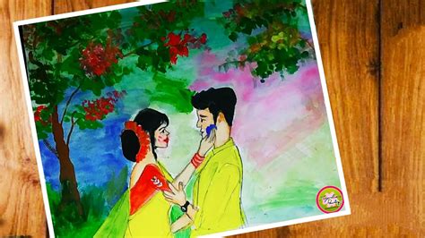 Holi Special Watercolour Paintingeasy Holi Painting Step By Step