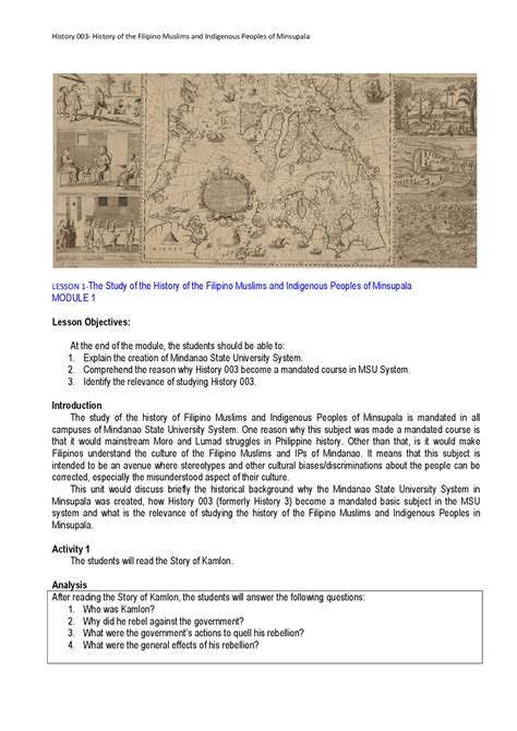 History of Muslim & Indigenous Peoples of Minsupala | Lecture notes ...