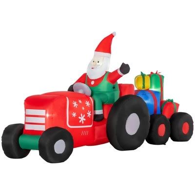 Outsunny 57 Christmas Inflatable Santa Claus Driving Trailer With