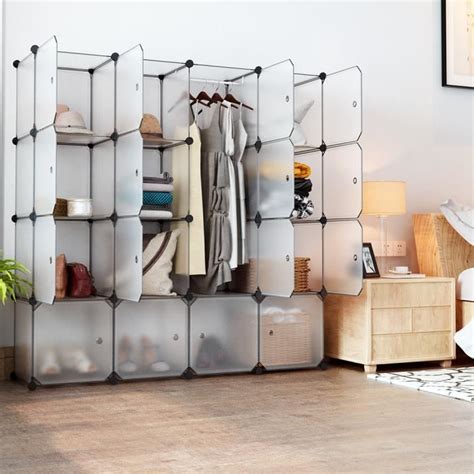 LANGRIA 16 Cube Modulaire De Stockage Penderie Plastique Organisateur