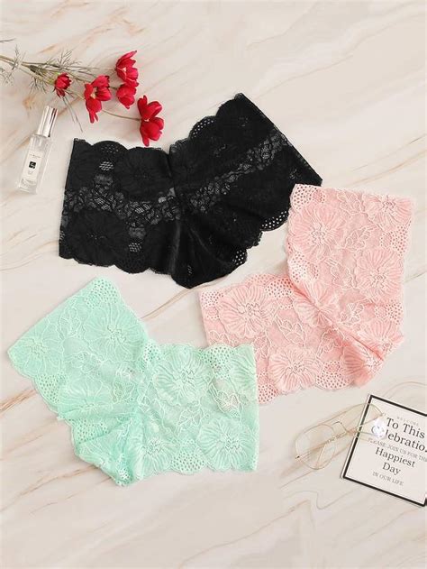 Shein Floral Lace Panty Set Pack Underwear Panties Lace Panties Bras