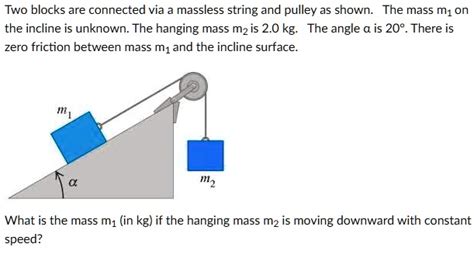 Solved Two Blocks Are Connected Via Massless String And Pulley As Shown The Mass M1 On The