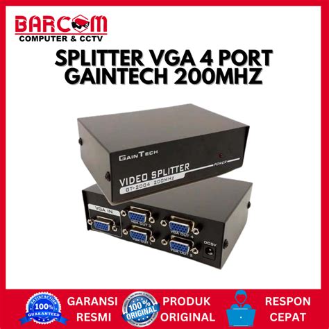 Jual VGA Splitter 4 Port Gaintech Video 200MHz 4 Port High