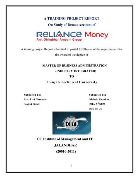 Pdf Reliance Money Project Final Dokumen Tips