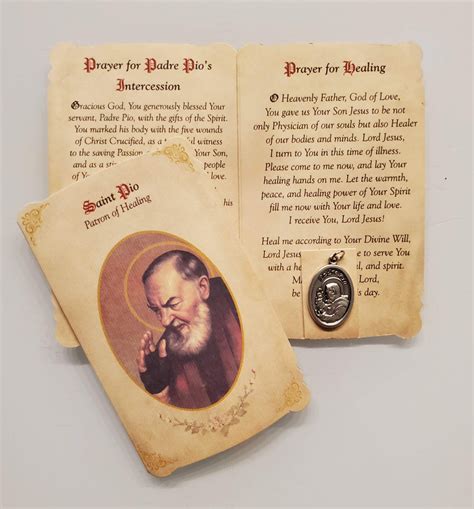 Healing Prayer Card with Medal - Padre Pio Foundation of America