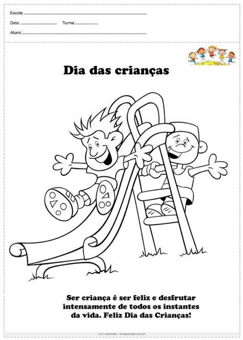 20 desenhos para colorir Dia das Crianças Para imprimir Ler e Aprender