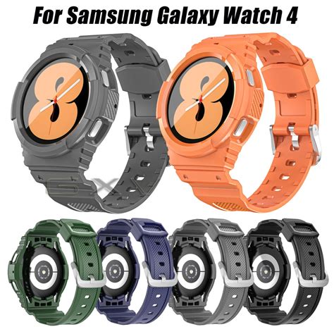 2 In 1 Integral Case Strap For Samsung Galaxy Watch 4 44mm 40mm Watchband Silicone Band With