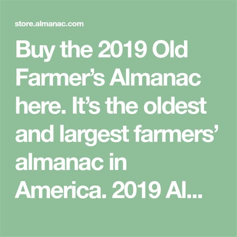 Buy The 2019 Old Farmers Almanac Here Its The Oldest And Largest