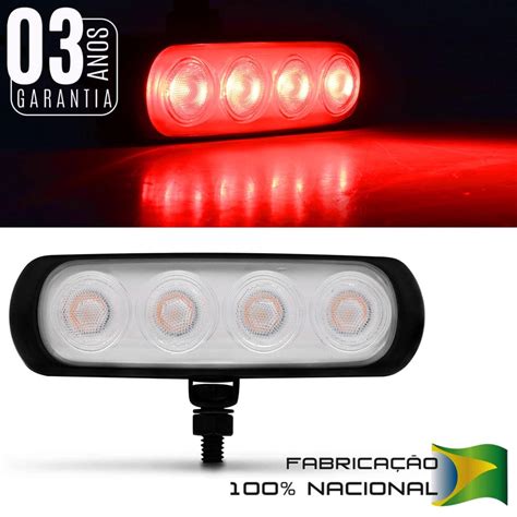 Farol De Milha Auxiliar Retangular LED New Slim Universal 4 LEDs 12V