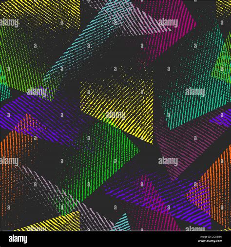 Abstract Seamless Chaotic Pattern With Urban Geometric Elements Grunge