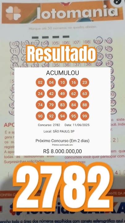 Resultado Da Lotomania 2782 - Lotomania resultado - 2782 - YouTube