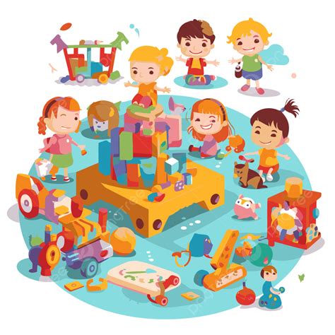 Preschool Centers Vector, Sticker Clipart Many Young Children ...