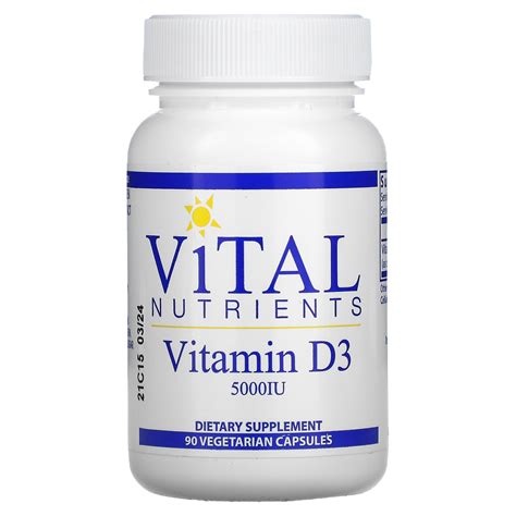 Vital Nutrients Vitamin D3 5000 Iu 90 Vegetarian Capsules