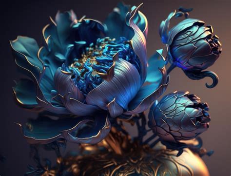 Premium Photo Fantasy Plants And Glowing Flowers Background Close Up