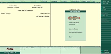 Create Stock Category In Tally Javatpoint