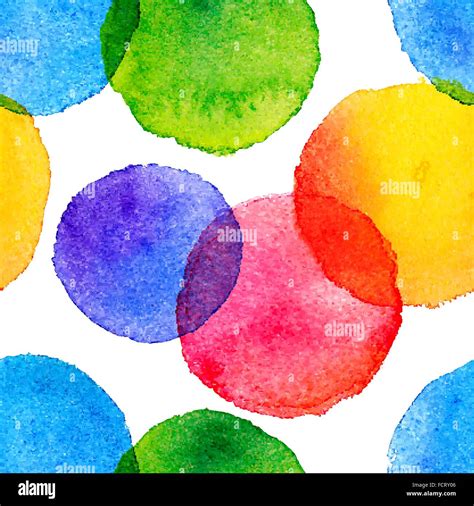 Bright Rainbow Colors Watercolor Painted Circles Seamless Pattern Stock