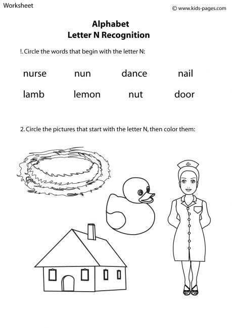 Letter N Recognition Worksheet