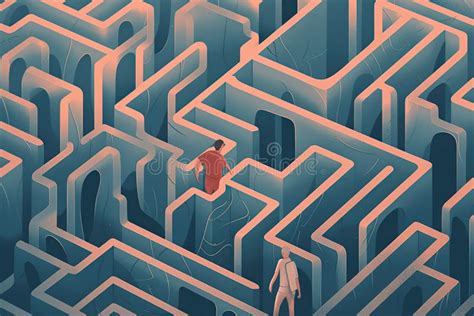 Man Lost In A Complex Labyrinth Concept Of Navigation And Self