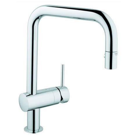 Grohe Minta Single Handle Pull Out Sprayer Kitchen Faucet In Starlight