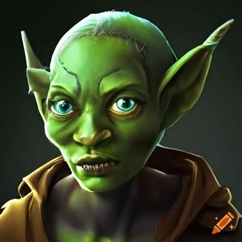 Illustration Of A Friendly Green Skinned Female Goblin On Craiyon