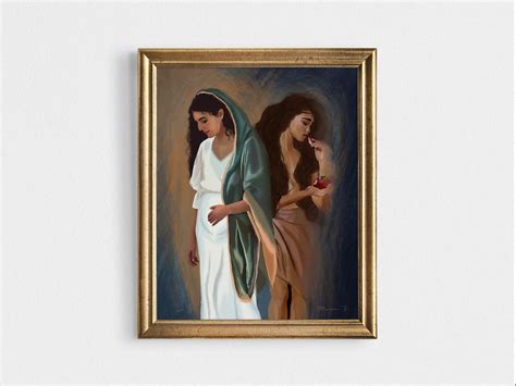 Mary And Eve Art Print Christian Religious Catholic Fine Art Painting Mother Of God Painting