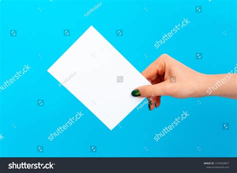 Woman Hand Holding Blank Card On Stock Photo 1743939857 Shutterstock