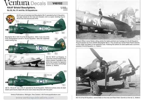 Bristol Beaufighter Mk 21 In RAAF Service 3 Schemes Ventura 48102