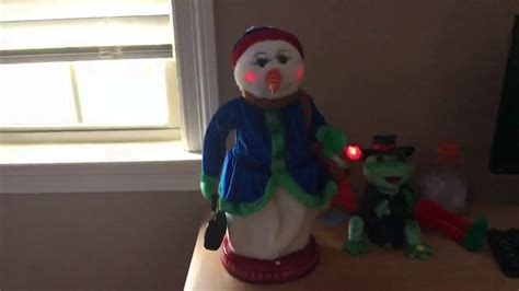 Gemmy 2004 Blue Coat Snowflake Spinning Snowwoman Youtube