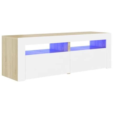 Meuble Tv Avec Lumi Res Led Blanc Et Ch Ne Sonoma X X Cm