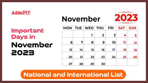 List Of Important Days In November 2023, National and International