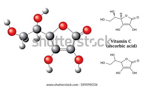 Structural Chemical Formulas Model Ascorbic Acid 스톡 일러스트 189098336