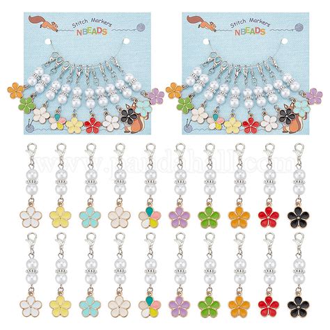 Wholesale NBEADS 20 Pcs Flower Pearl Stitch Markers Pandahall