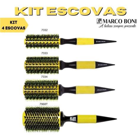 Kit Escovas Profissionais Grande Cerdas De Javali Termica Em Ceramica