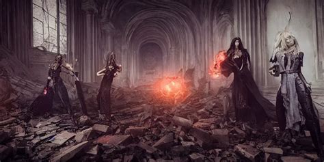 Beautiful Female Witches Exploring Scorched Ruins Of Stable Diffusion