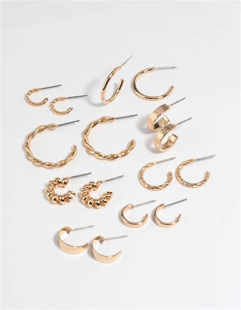 Gold Twisted Hoop Earring 8 Pack Lovisa