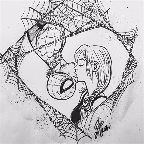 Spiderman Kissing Mary Jane Drawing